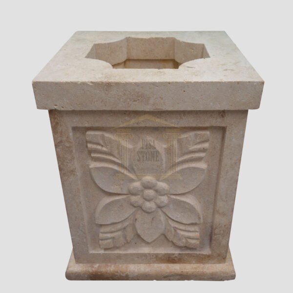 Matt Light Yellow Limestone Urn Garden