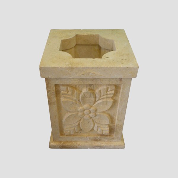 Matt Light Yellow Limestone Urn Garden