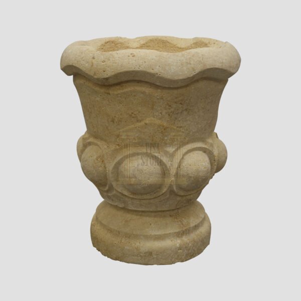 Matt Light Yellow Limestone Urn Garden