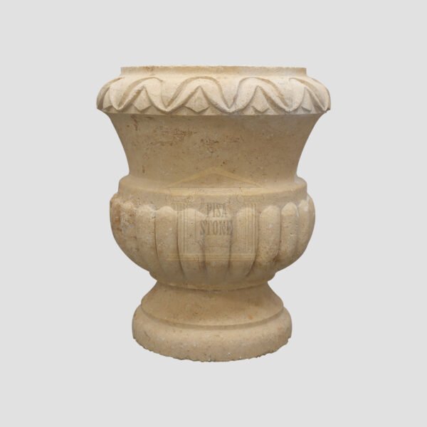 Matt Light Yellow Limestone Urn Garden