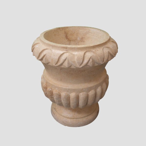 Matt Light Yellow Limestone Urn Garden