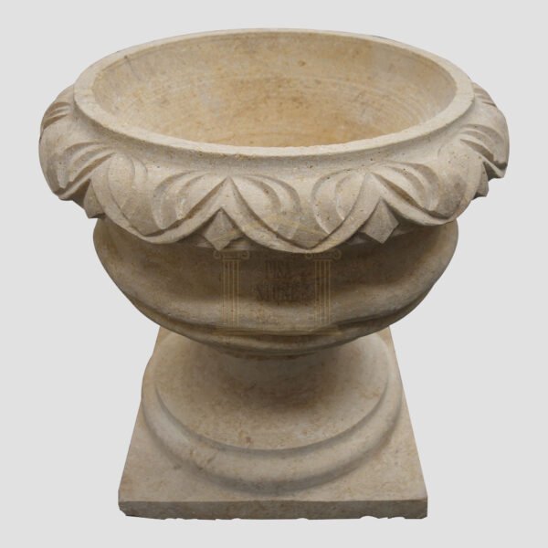 Matt Light Yellow Limestone Urn Garden