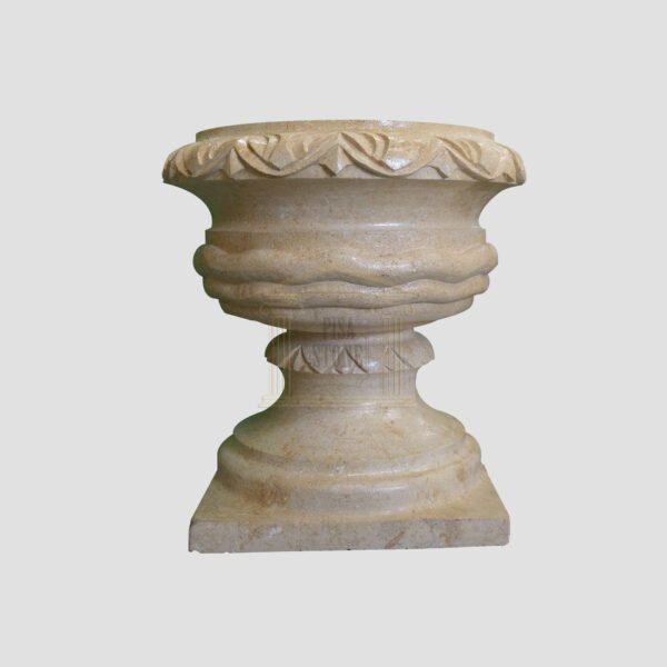 Matt Light Yellow Limestone Urn Garden