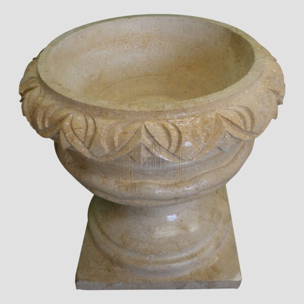 Matt Light Yellow Limestone Urn Garden