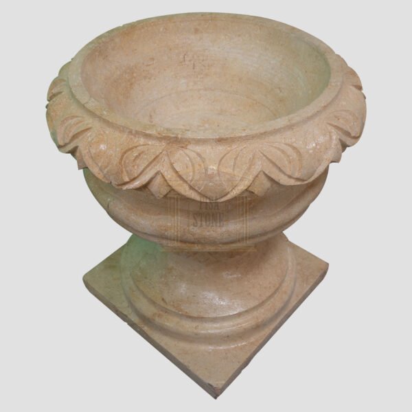 Matt Light Yellow Limestone Urn Garden
