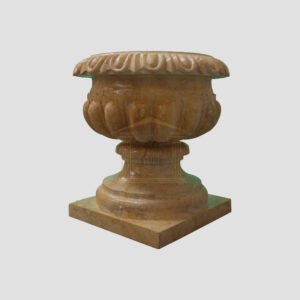 Glazed polished Dark yellow Limestone Urn 1 Smart Stone urns, planters, vases
