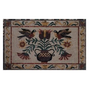 Glazed Polished Rectangular Ornamented Marble Stone Mosaic With Love Birds