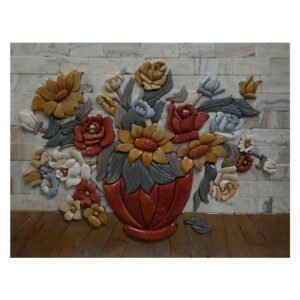 Red Vase Marble Stone Mosaic Art