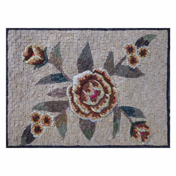 Romantic Blooming Multicoloured Cluster Marble Stone Mosaic Art