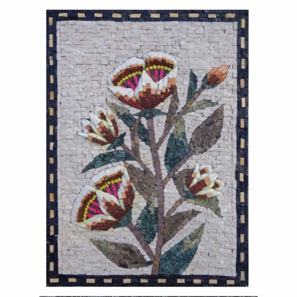 Romantic Multicoloured Shining Flower Cluster Marble Stone Mosaic Art