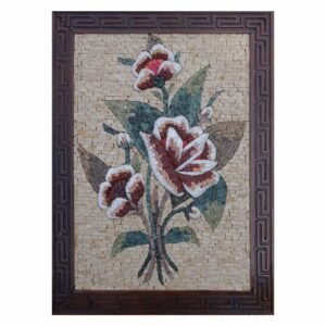 Romantic Multicoloured Rose Marble Stone Mosaic Art