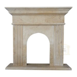 Matt Light Yellow Limestone Fireplace