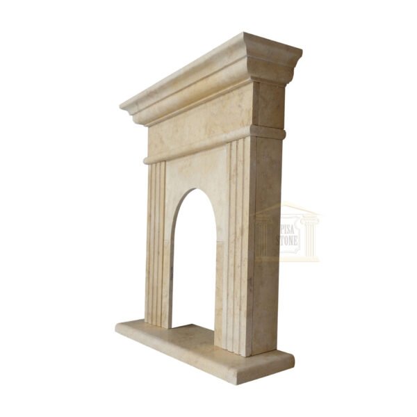 Matt Light Yellow Limestone Fireplace