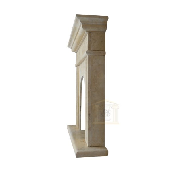 Matt Light Yellow Limestone Fireplace