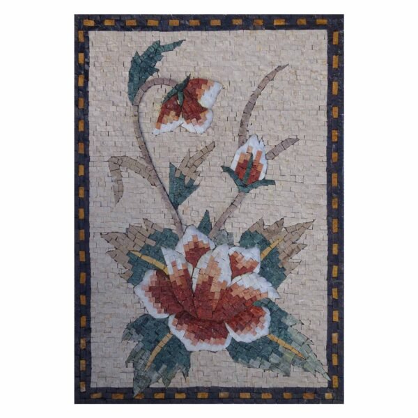 Seductive Flower Bundle Marble Stone Mosaic Art