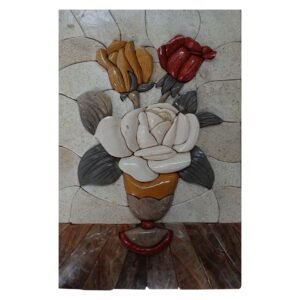 Shiny Multicolored Flowers Bundle Marble Stone Mosaic Art