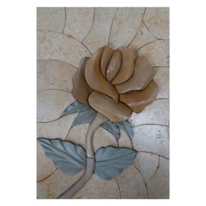Single Yellow Flower (Left) Marble Stone Mosaic Art