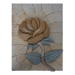 Single Yellow Flower (Right) Marble Stone Mosaic Art