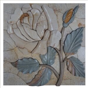 Spring White Rose Marble Stone Mosaic Art