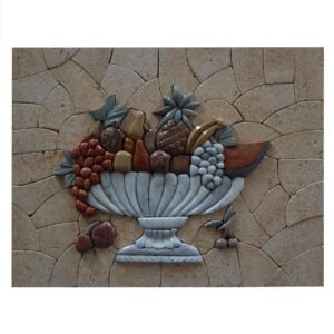 Stylish Multicolored Fruits Basket Marble Stone Mosaic Art