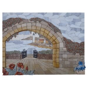 Symbolic Ancient Entrance Marble Stone Mosaic Art