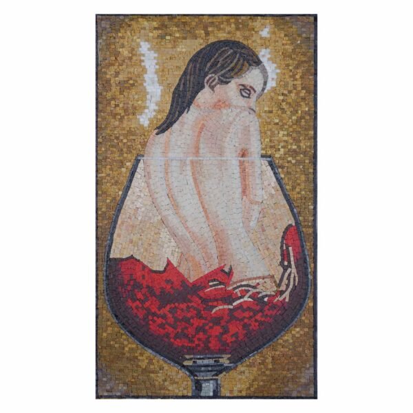 Drowning in Wine Marble Stone Mosaic Art