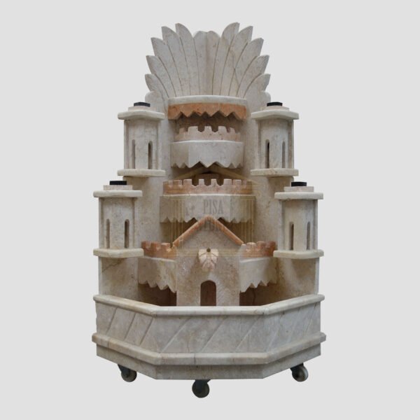 4-Tier Striped Limestone Corner Waterfall