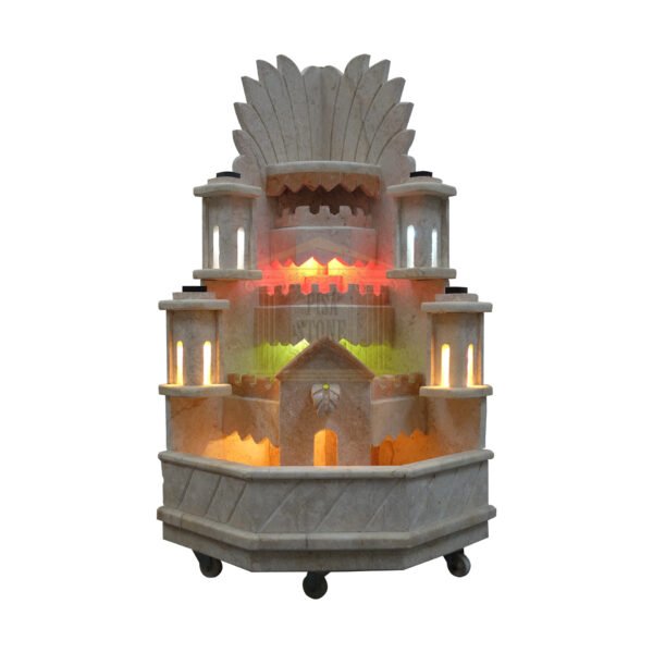 4-Tier Striped Limestone Corner Waterfall