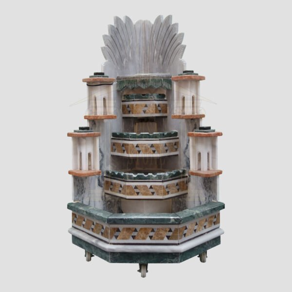 4-Tier Dark Palmette Marble Corner Waterfall