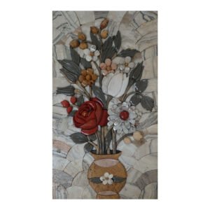 White Lion In The Middle Marble Stone Mosaic Art