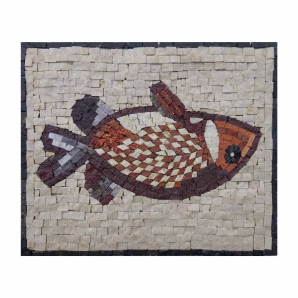 Red Fish Marble Stone Mosaic Art