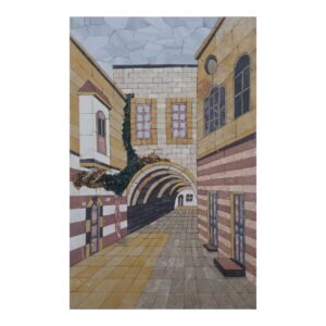 symbolic Arched Street Marble Stone Mosaic Art