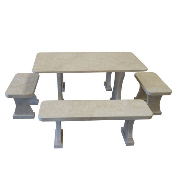 Garden Limestone Table and set of benches TA-003