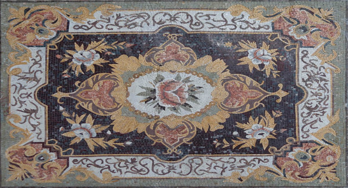 Glazed Polished Square Floral Marble Stone Mosaic Art,MA-294