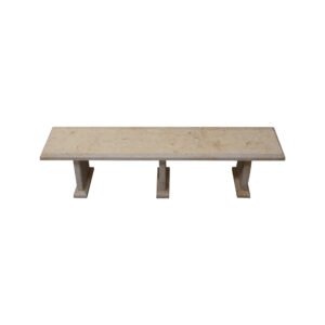 Light Yellow Limestone Table and 4 Bench Set TA-016