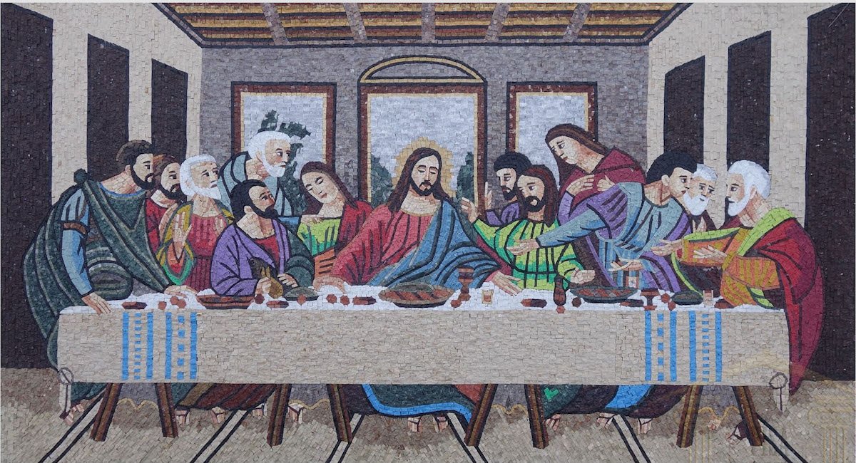 Mosaic Art | The Last Supper : Il Cenacolo Marble Stone Mosaic Art, MA-56(1)