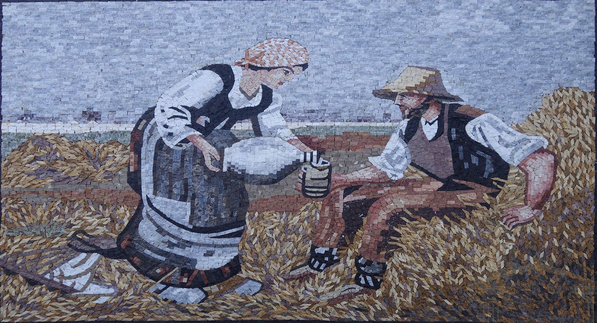 Weary farmer Marble Stone Mosaic Art, MA-101
