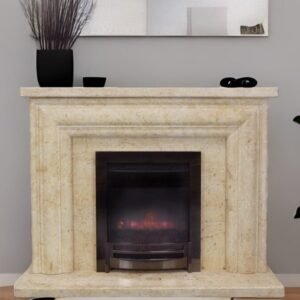 Light Yellow Limestone Fireplace Surround