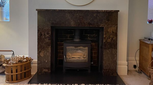Dark Emperador Marble Fireplace Surround