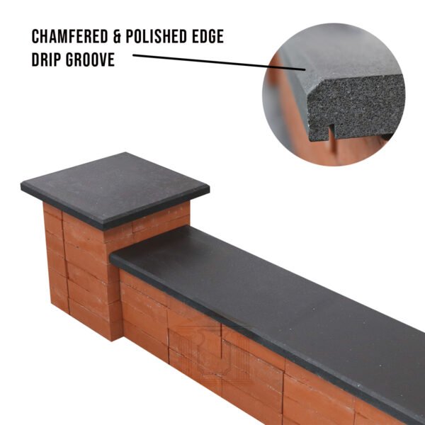 black wall coping and pier caps
