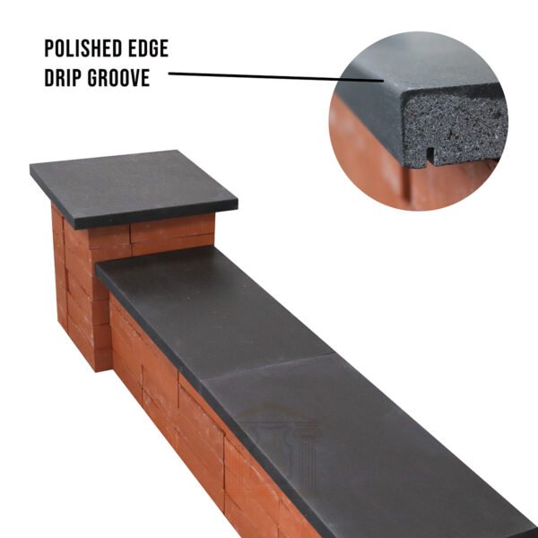 black wall coping and pier caps