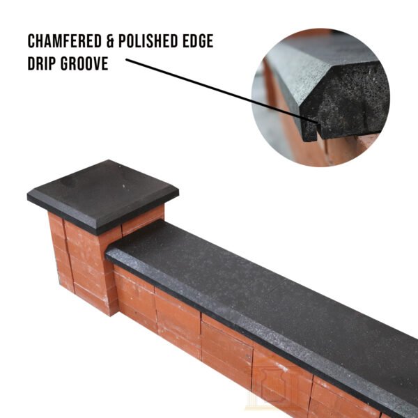 Black coping & pier caps stone Chamfered & Polished 5cm