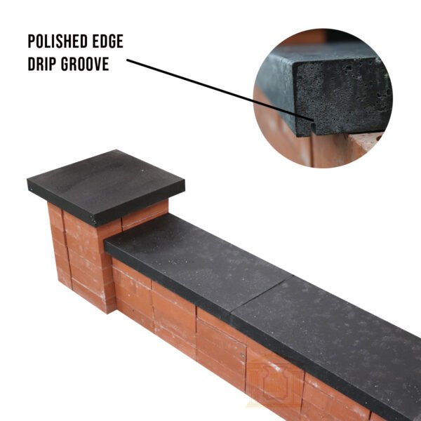 Black coping & pier caps stone Polished 5cm