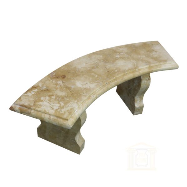 Curved Light yellow limestone bench