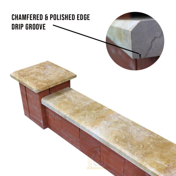 Dark yellow coping limestone Chamfered & Polished