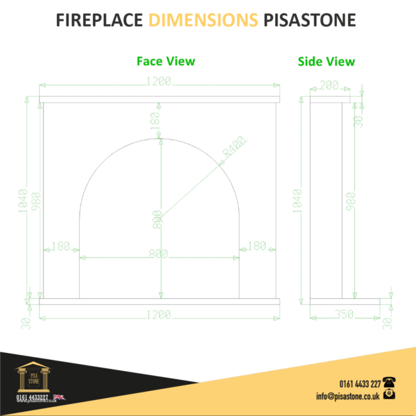 Arch Grey Veined Marble Fireplace Surround - Image 3