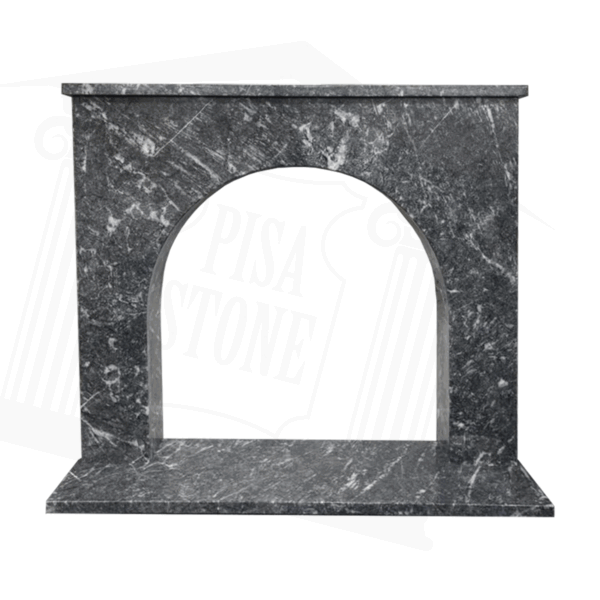 Arch Grey Veined Marble Fireplace Surround - Image 4