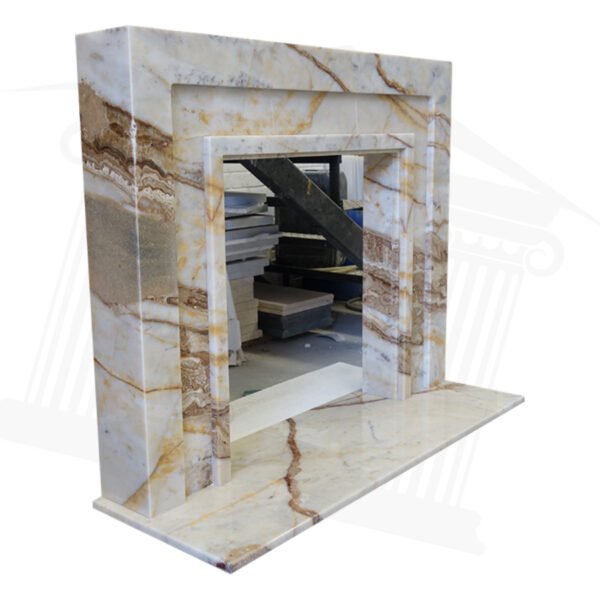 The Manhattan Bianco Brown Marble Fireplace Surround - Image 6