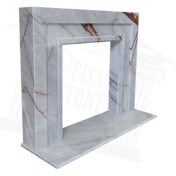 The Manhattan Bianco Roots Marble Fireplace Surround - Image 3