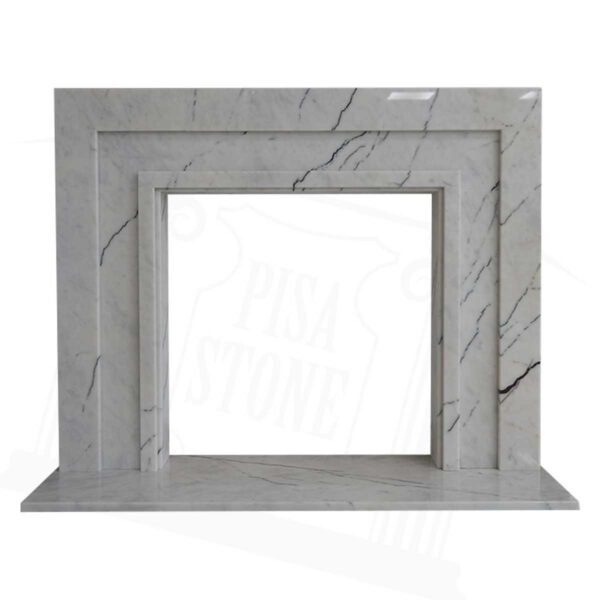 The Manhattan Laylak White Marble Fireplace Surround - Image 3